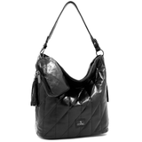 Női steppelt táska típusú táska függő pénztárcával – fekete