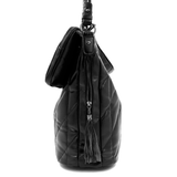 Női steppelt táska típusú táska függő pénztárcával – fekete