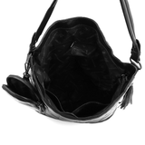 Női steppelt táska típusú táska függő pénztárcával – fekete