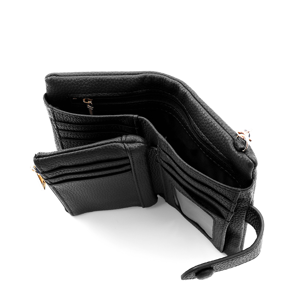 Női pénztárca csuklópánttal – fekete