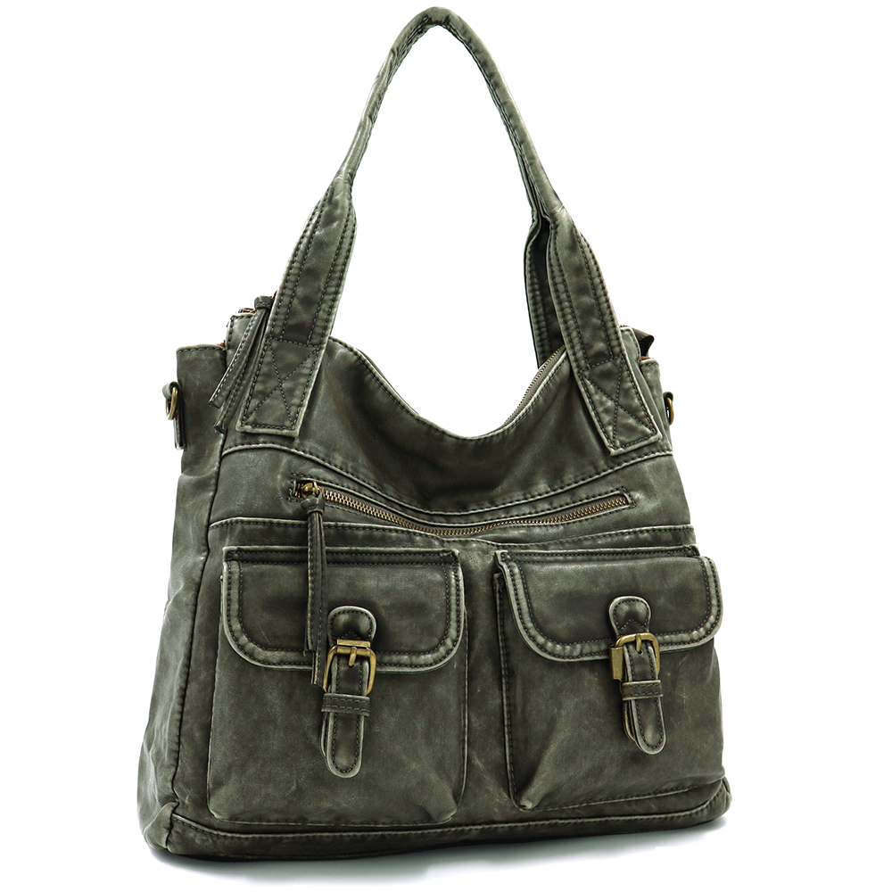 Nagy méretű női táska, vintage hatású – zöld