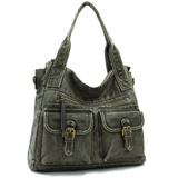 Nagy méretű női táska, vintage hatású – zöld