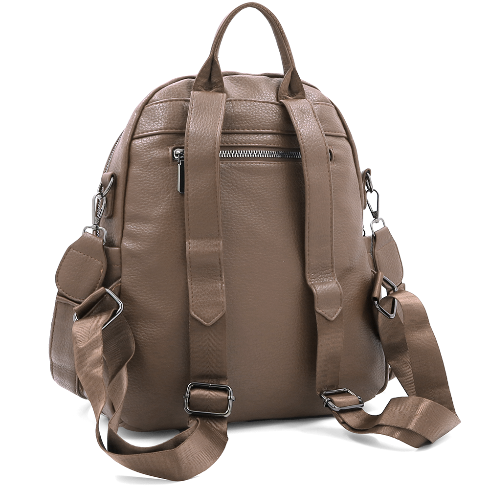 2 az 1-ben – Hátizsák és táska két nagy rekesszel és kulcstartóval – sötétbarna