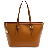 Nagy méretű női táska természetes bőrből – téglabarna