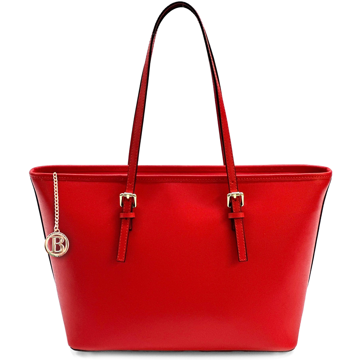 Nagy méretű női táska természetes bőrből – piros