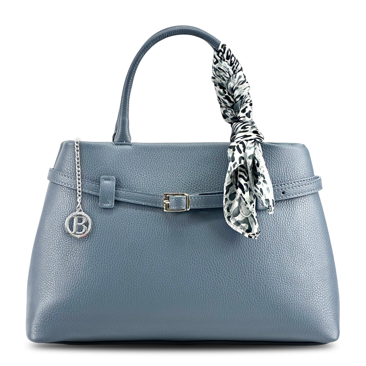 Női táska, természetes bőrből – kék