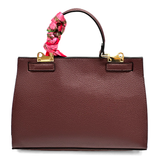 Női táska természetes bőrből sállal – bordó