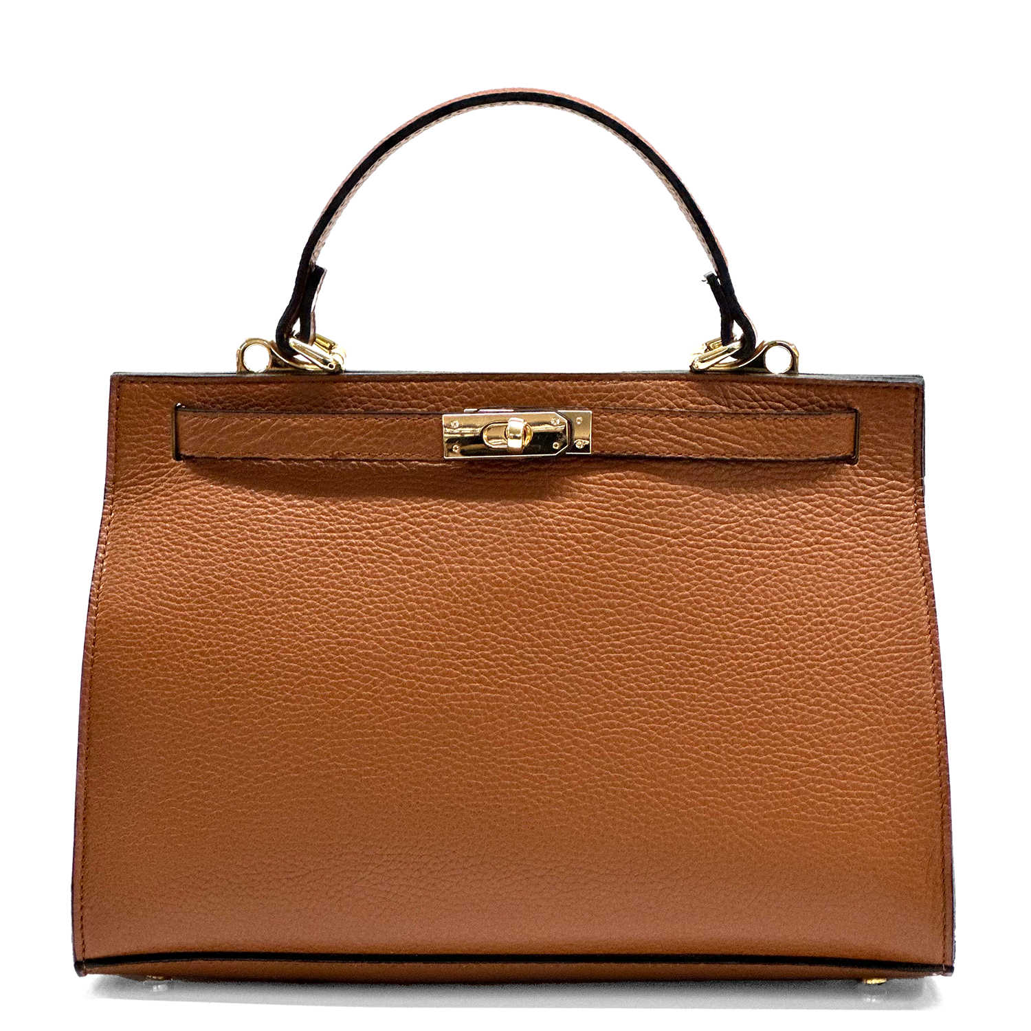 Női táska természetes bőrből sállal – téglabarna