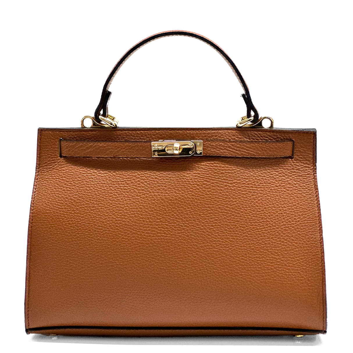 Női táska természetes bőrből sállal – téglabarna