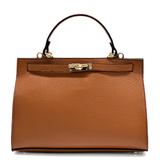 Női táska természetes bőrből sállal – téglabarna