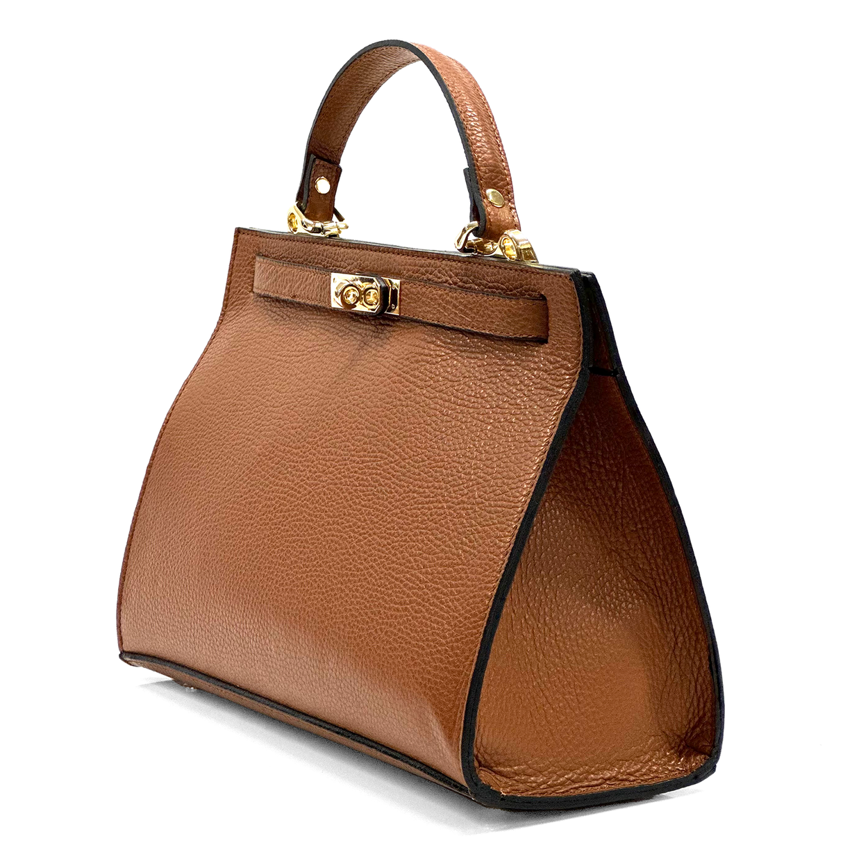 Női táska természetes bőrből sállal – téglabarna