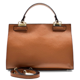 Női táska természetes bőrből sállal – téglabarna