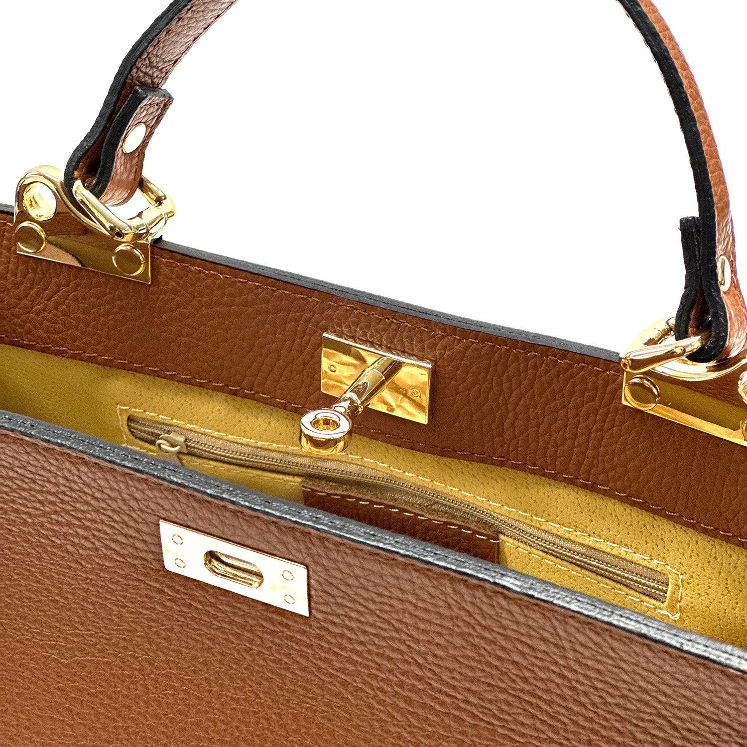 Női táska természetes bőrből sállal – zöld