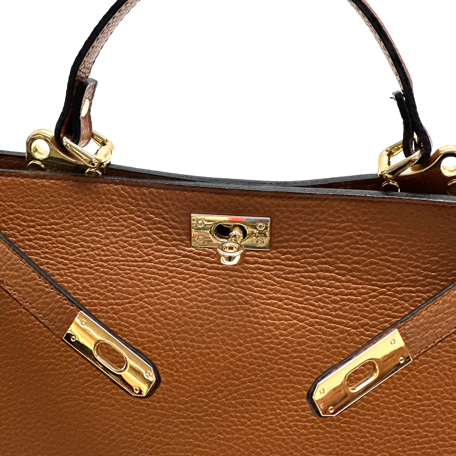 Női táska természetes bőrből sállal – téglabarna