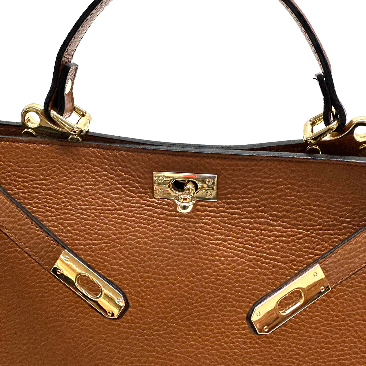 Női táska természetes bőrből sállal – téglabarna