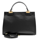 Női táska természetes bőrből sállal – fekete