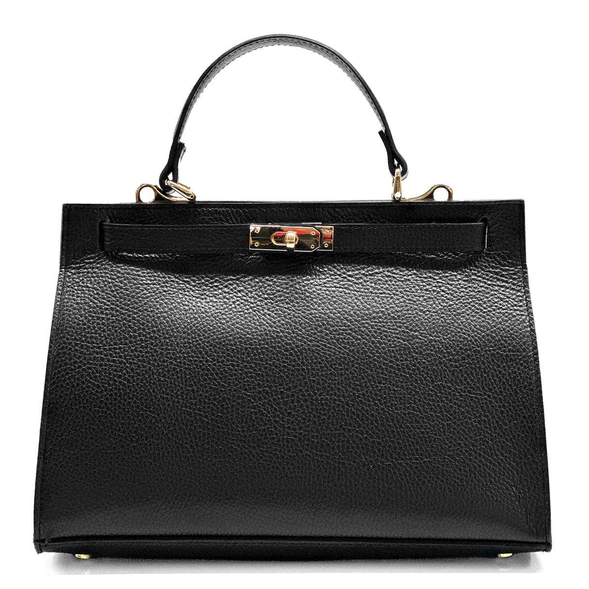 Női táska természetes bőrből sállal – fekete