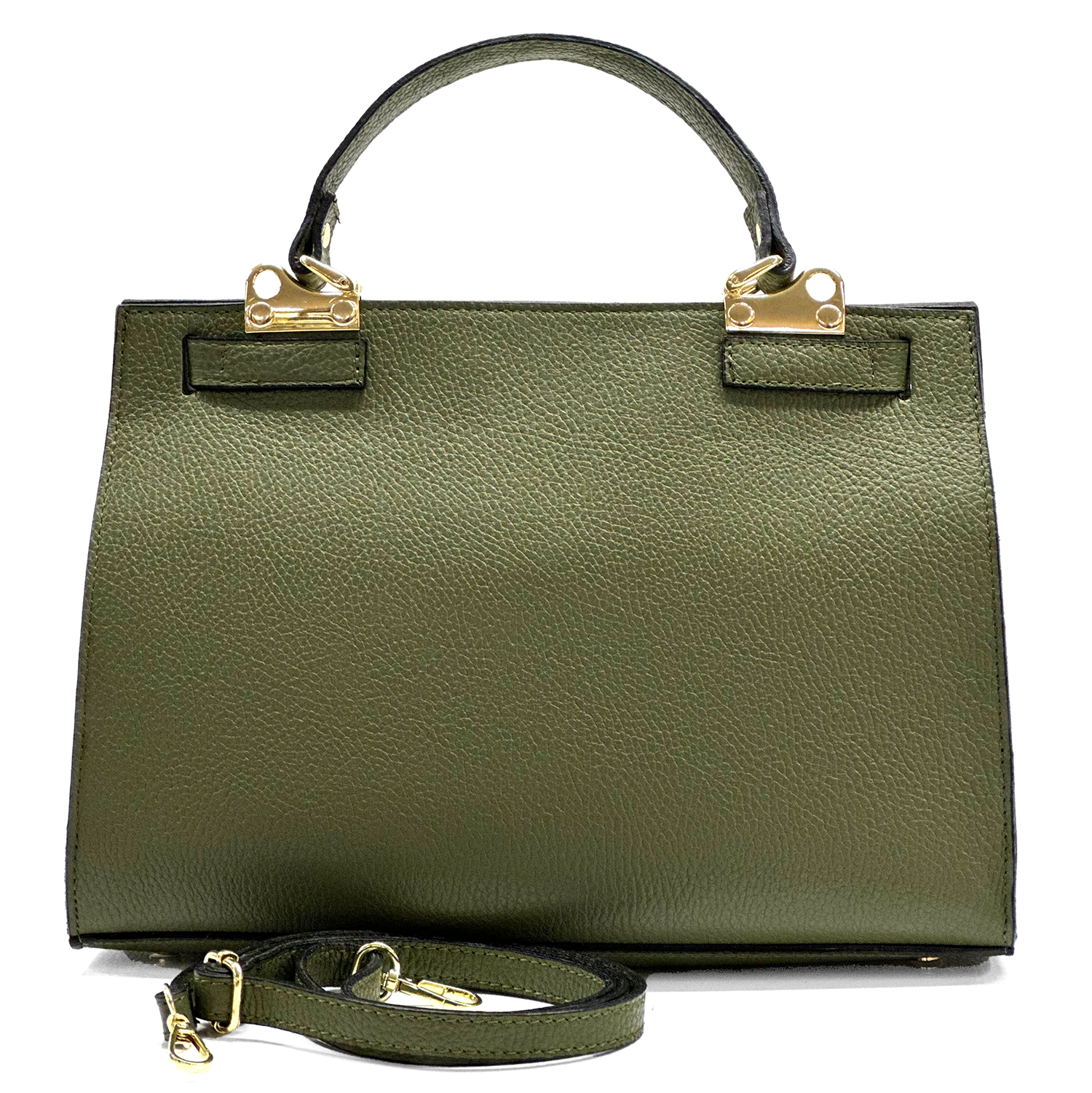 Női táska természetes bőrből sállal – zöld