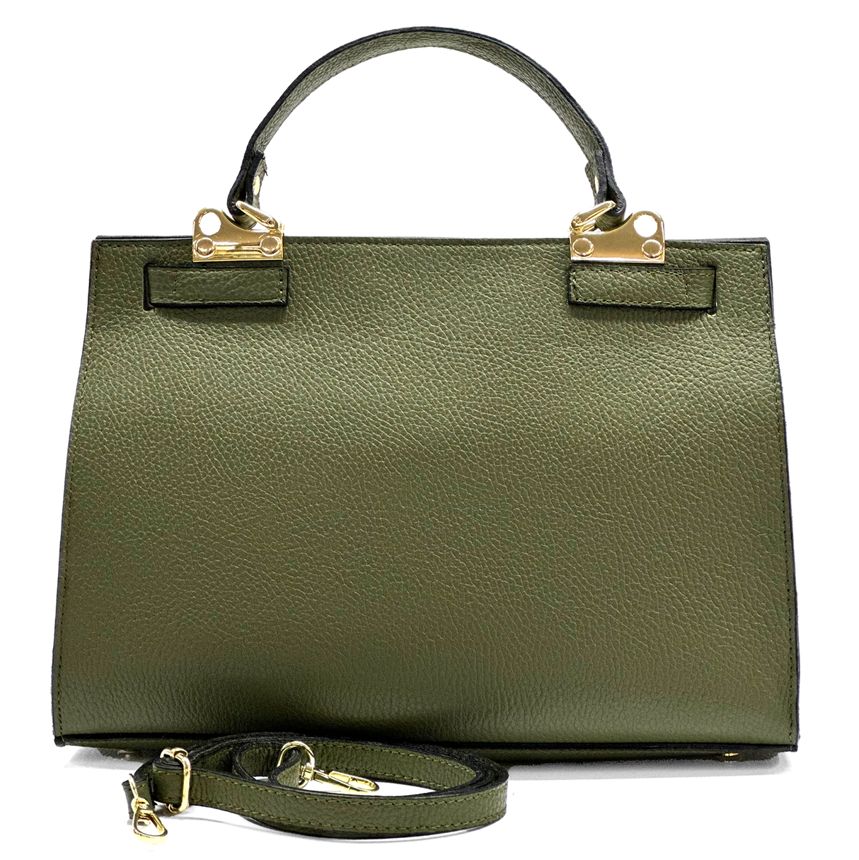 Női táska természetes bőrből sállal – zöld