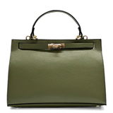 Női táska természetes bőrből sállal – zöld