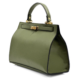 Női táska természetes bőrből sállal – zöld