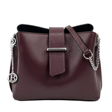 Női válltáska természetes bőrből – bordó