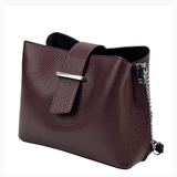 Női válltáska természetes bőrből – bordó