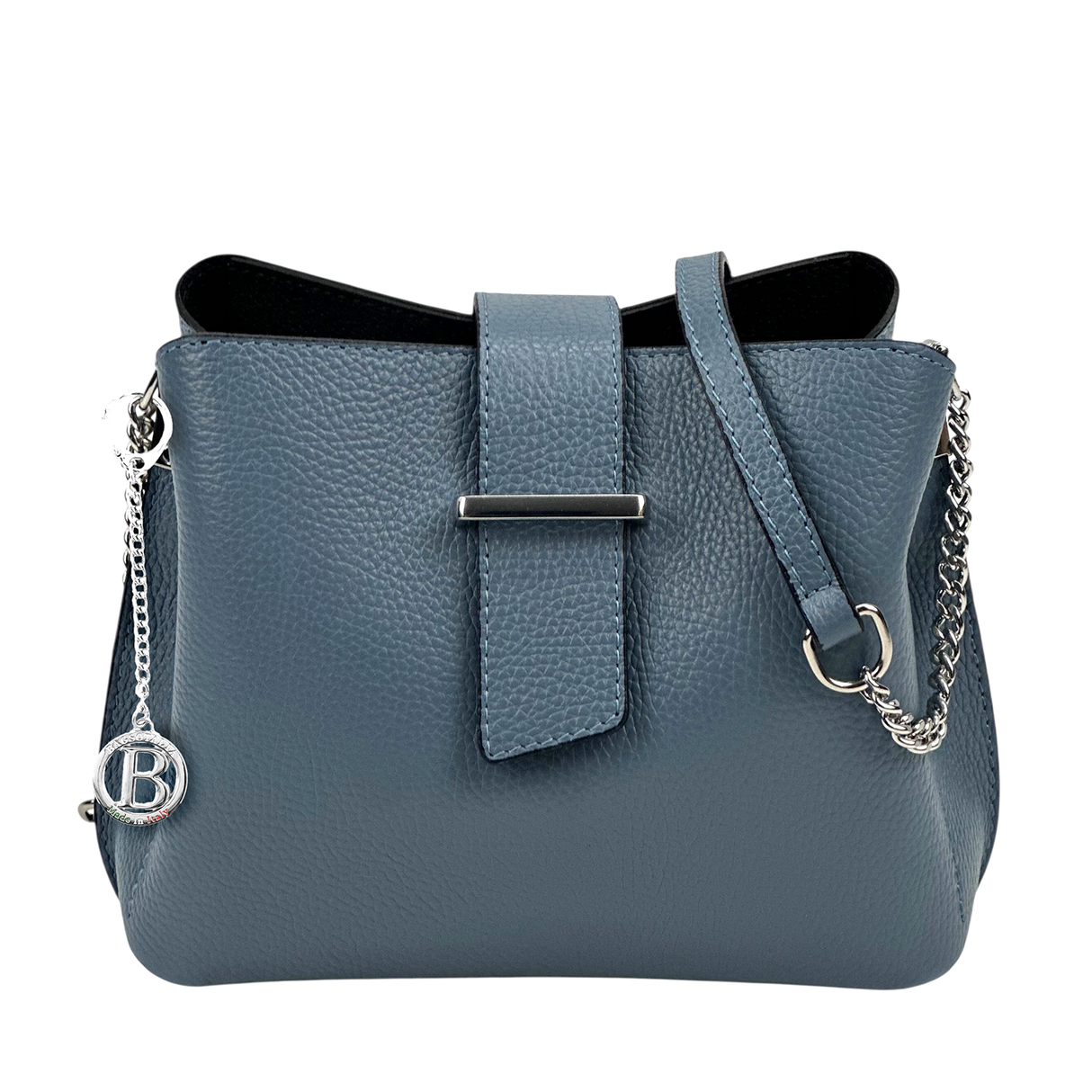 Női válltáska természetes bőrből – kék