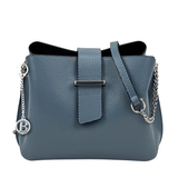 Női válltáska természetes bőrből – kék