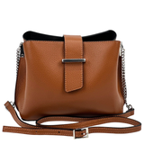 Női válltáska természetes bőrből – téglabarna