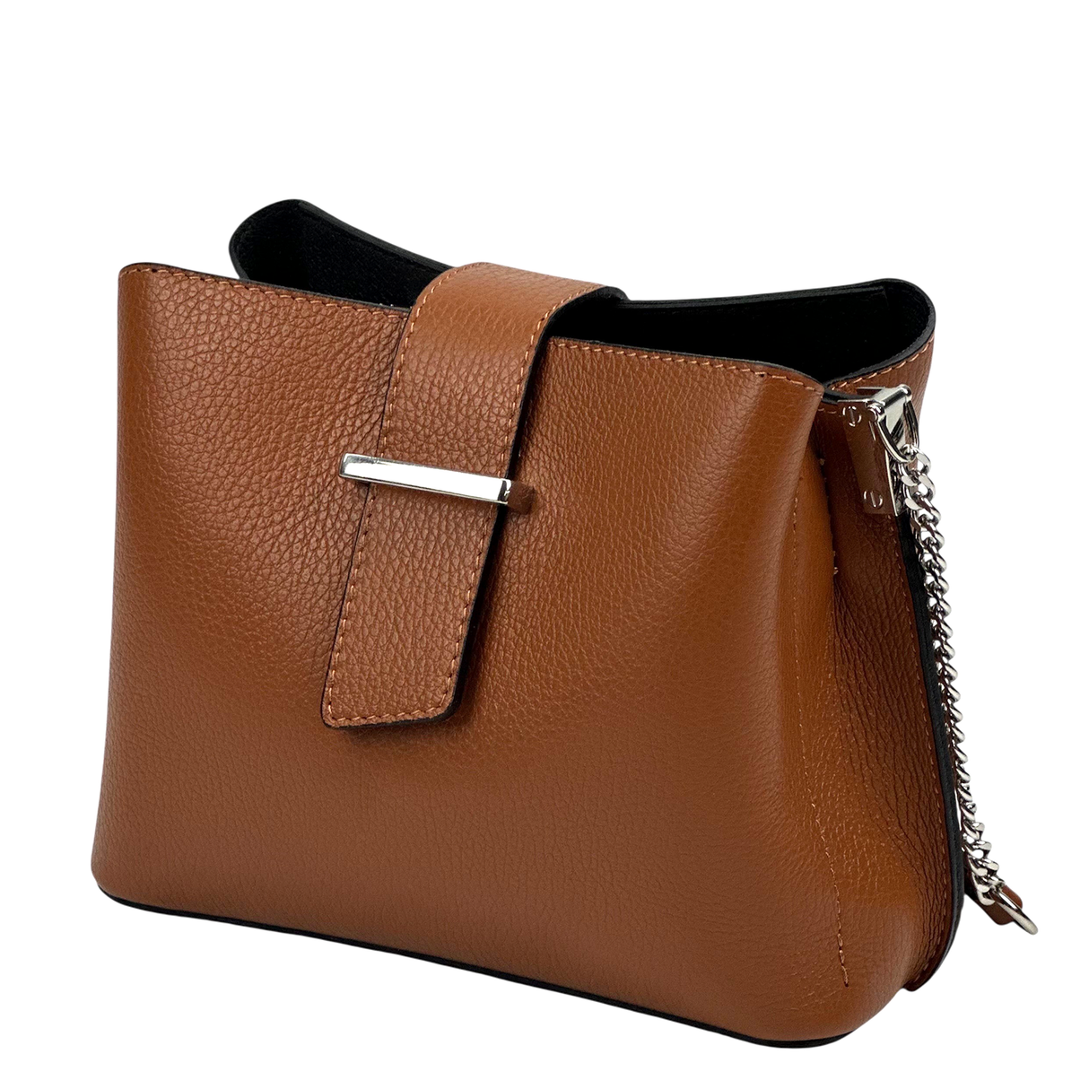 Női válltáska természetes bőrből – téglabarna
