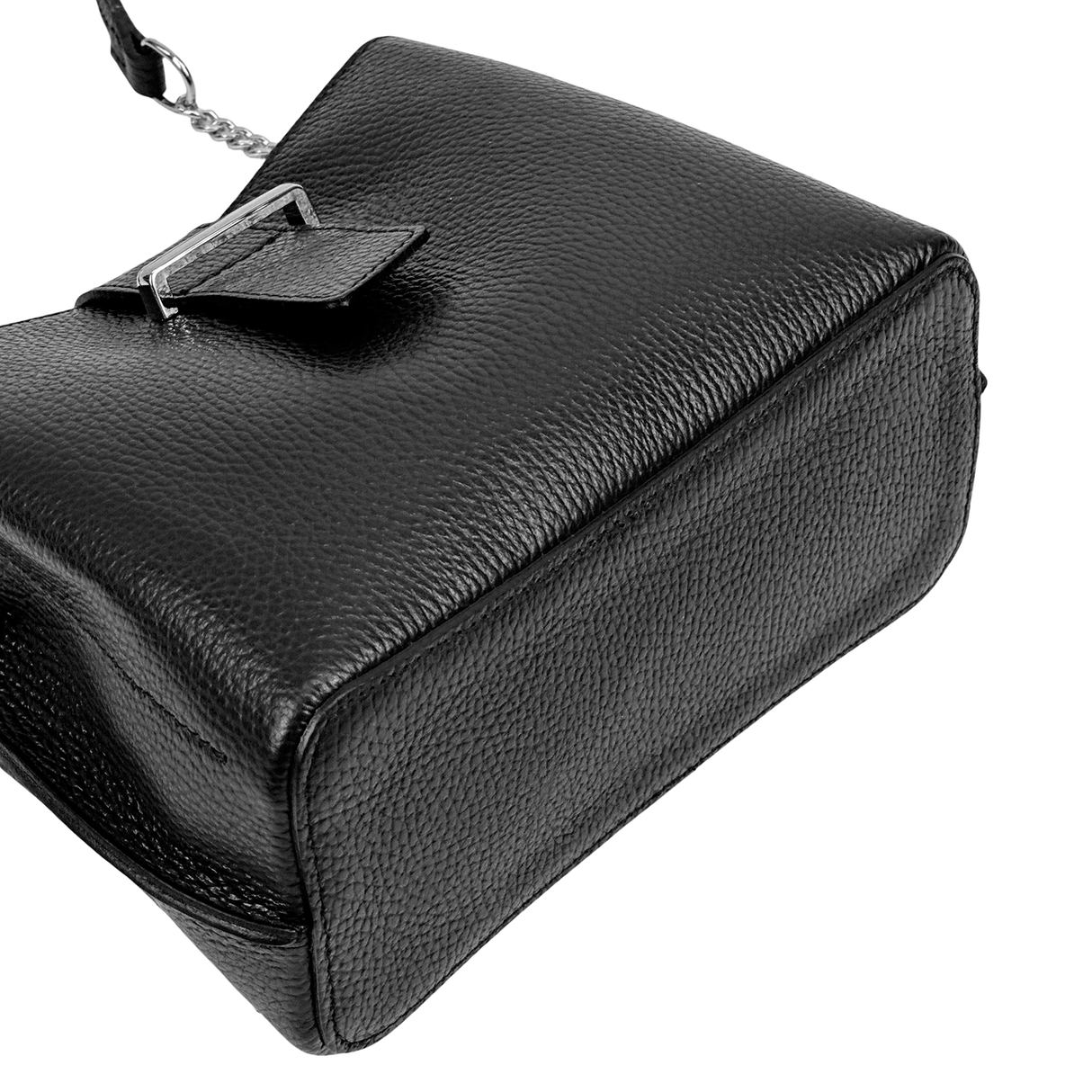 Női válltáska természetes bőrből – fekete