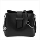 Női válltáska természetes bőrből – fekete