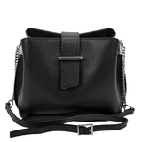 Női válltáska természetes bőrből – fekete