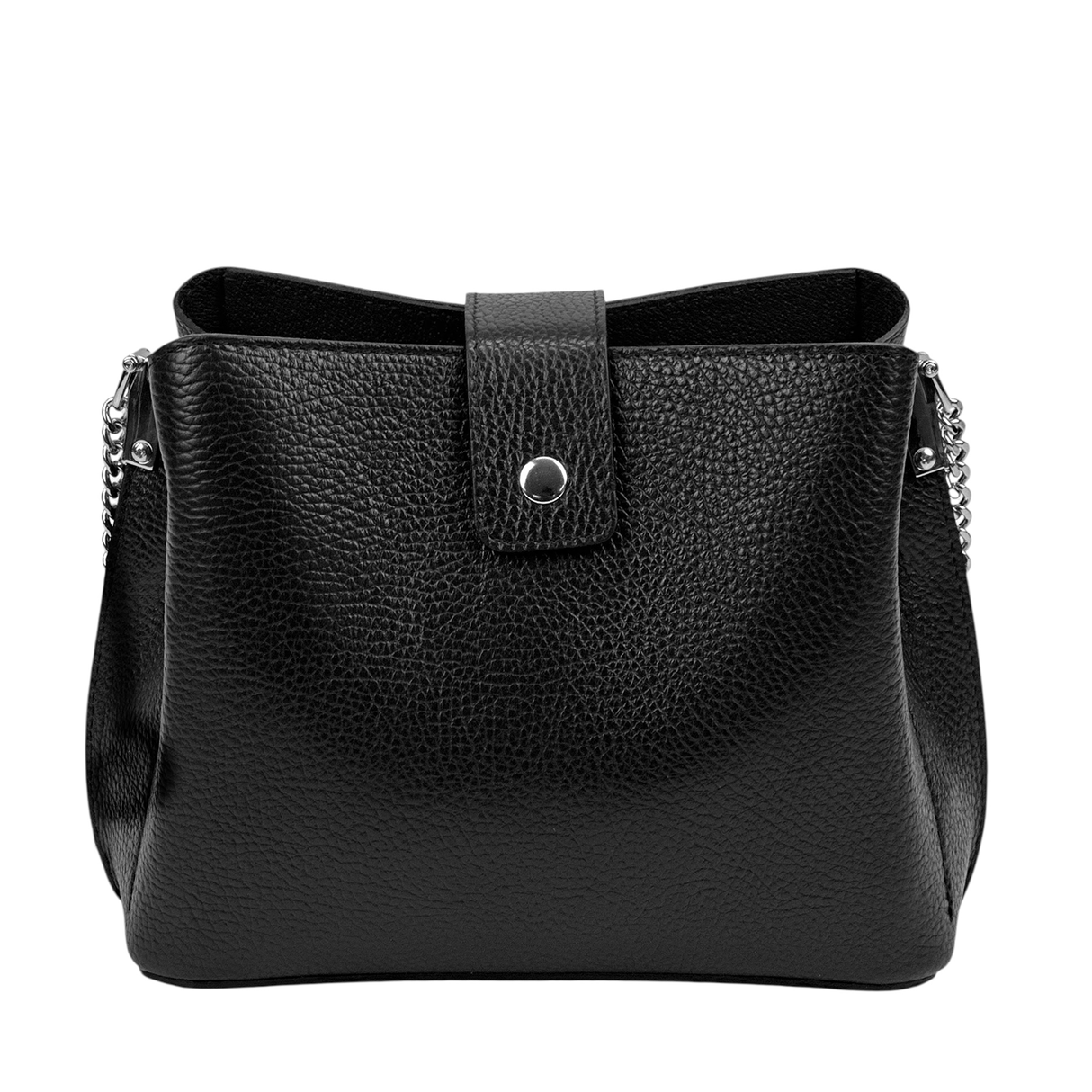 Női válltáska természetes bőrből – fekete