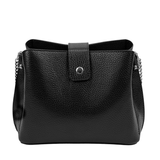 Női válltáska természetes bőrből – fekete