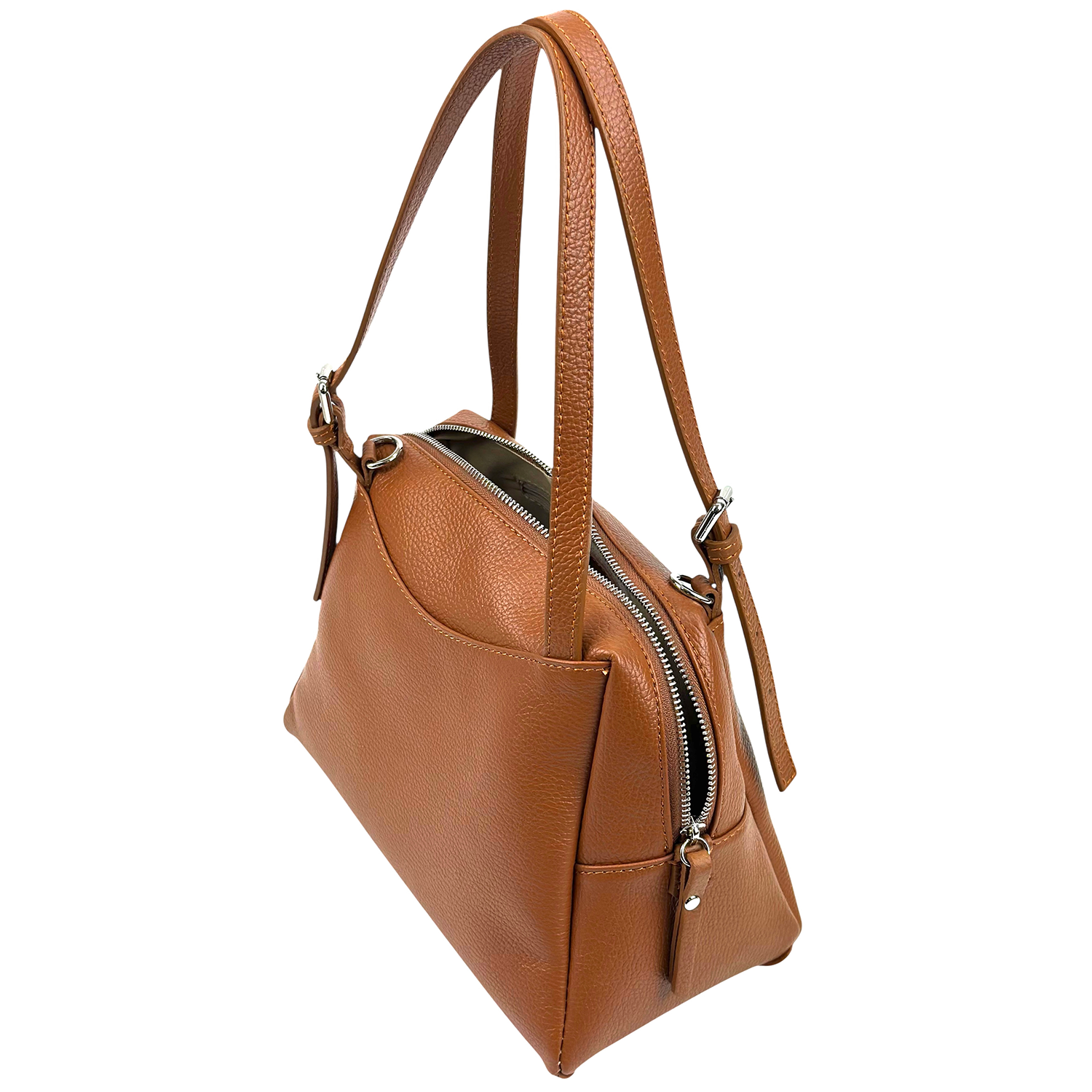 Női táska természetes bőrből – téglabarna