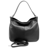 Nagy méretű női táska, természetes bőrből, három rekesszel – fekete