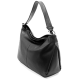 Nagy méretű női táska, természetes bőrből, három rekesszel – fekete