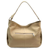 Nagy méretű női táska, természetes bőrből, három rekesszel – világosbarna