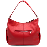 Nagy méretű női táska, természetes bőrből, három rekesszel – piros