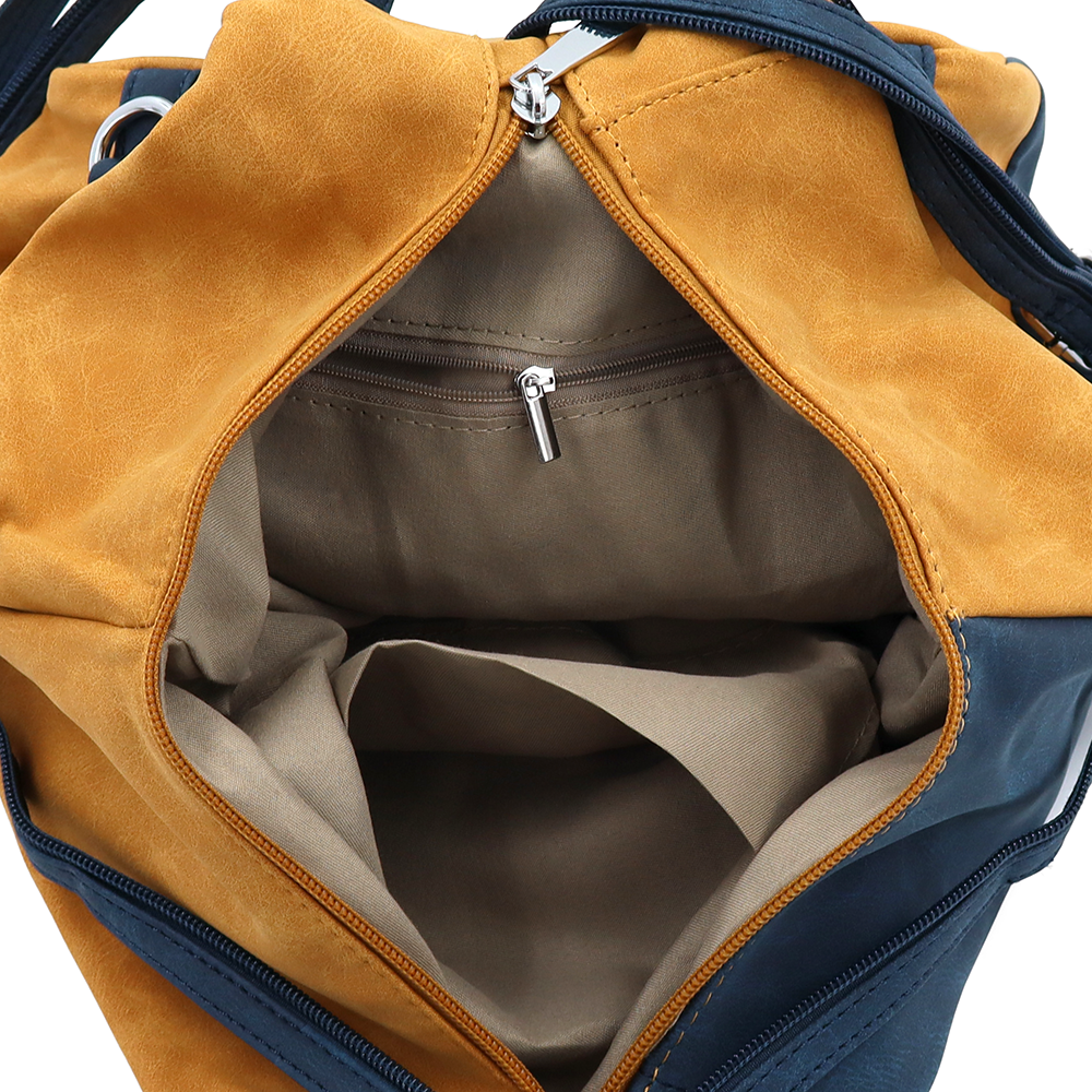 Női hátizsák titkos záródással Darina - mustársárga/sötétkék