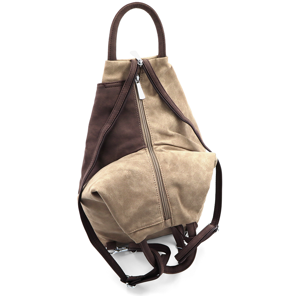 Női hátizsák titkos záródással Darina - világosbarna/barna