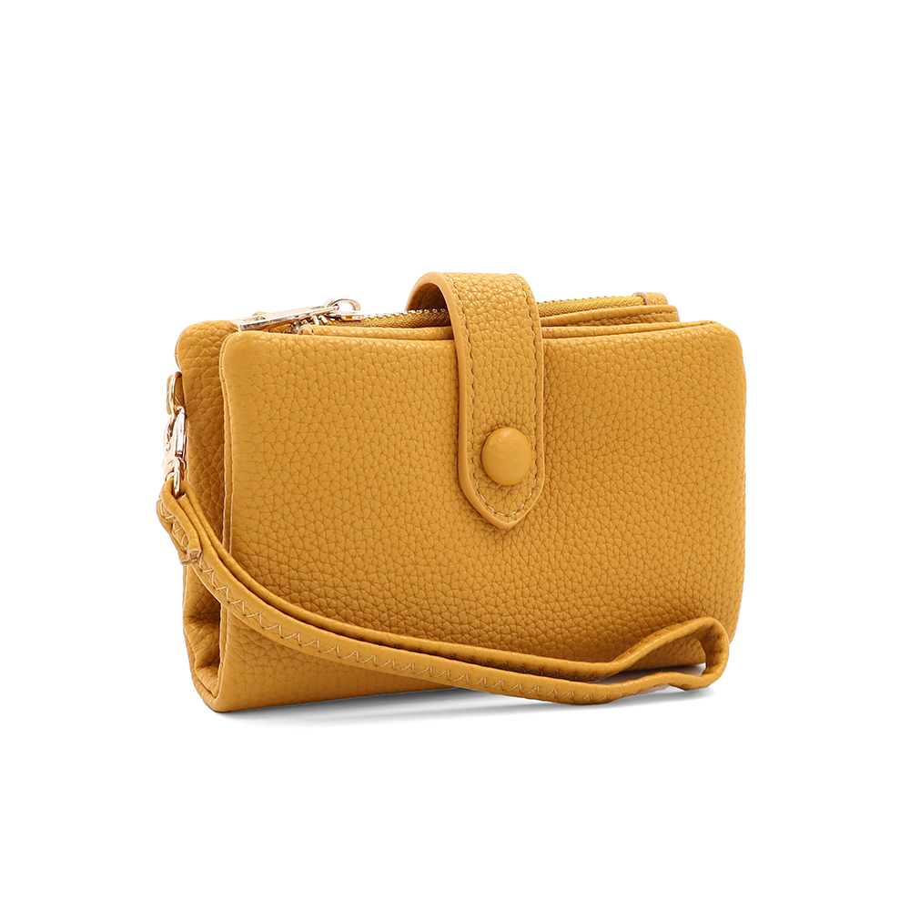 Női pénztárca csuklópánttal – mustársárga