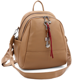 2 az 1-ben – Hátizsák és táska két nagy rekesszel és kulcstartóval – világosbarna