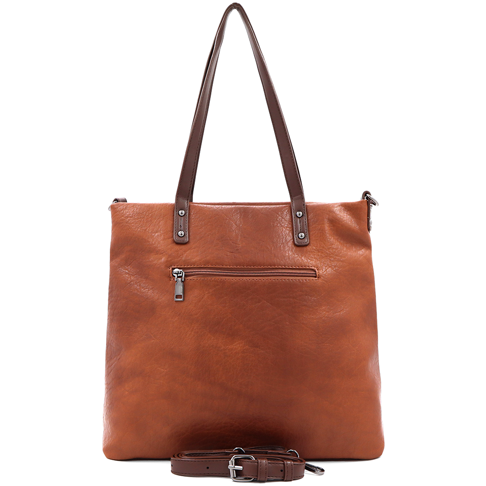 Nagy táska sok zsebbel és kényelmes fogantyúkkal - cserépbarna