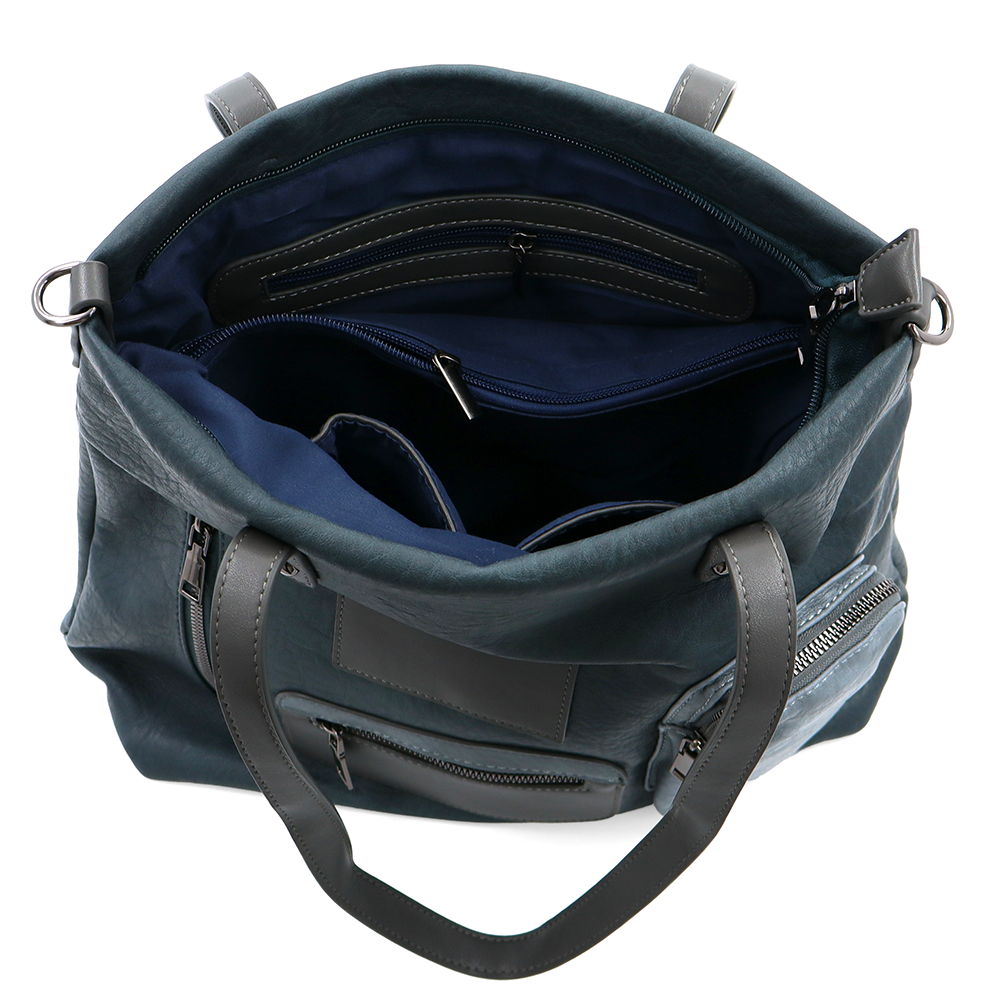 Nagy táska sok zsebbel és kényelmes fogantyúkkal - kék