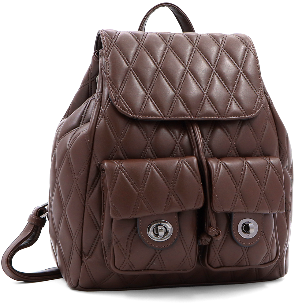 2 az 1-ben - Kapitonált hátizsák és táska Dariya - sötétbarna