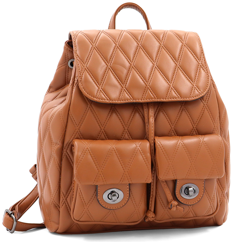 2 az 1-ben - Kapitonált hátizsák és táska Dariya - cserépbarna