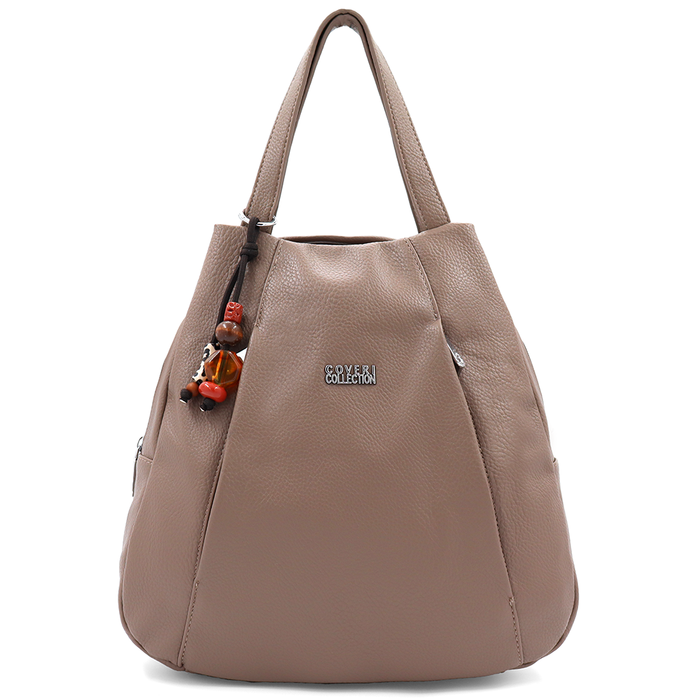 2 az 1-ben – hátizsák és táska kulcstartóval – világosbarna